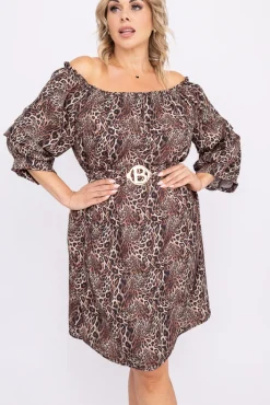 Włoski Sukienka z marszczonymi rękawami LAMPERO