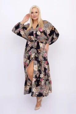 Włoski Sukienka z rozcięciem PEIORI Wzór 4