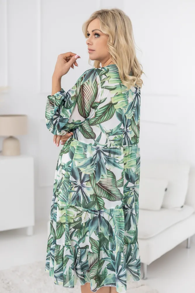 Polski Sukienka z wiązanym dekoltem TEMENA Wzór 3