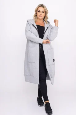 Damskie Włoski Szara Bluza ocieplana VERMEN