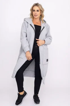 Damskie Włoski Szara Bluza ocieplana VERMEN