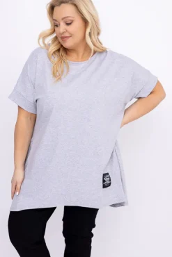 Damskie Włoski Szara Tunika STRIPI