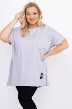 Damskie Włoski Szara Tunika STRIPI