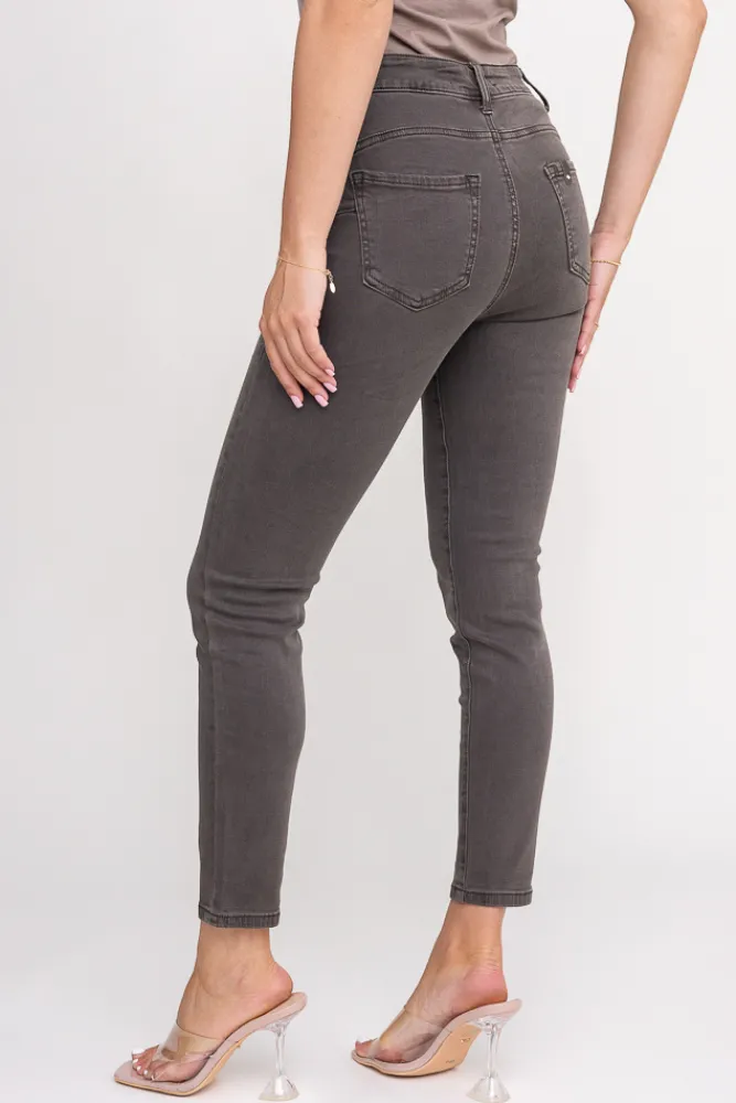 Damskie Włoski Szare Spodnie Jeansowe PERMENIO