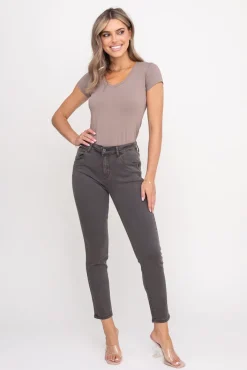Damskie Włoski Szare Spodnie Jeansowe PERMENIO