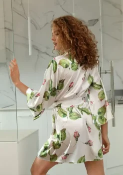 Polski Szlafrok satynowy FLOWERS DK-P 007