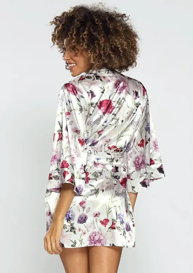 Polski Szlafrok satynowy FLOWERS DK-P 005