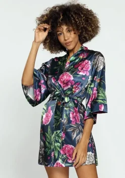 Polski Szlafrok satynowy FLOWERS DK-P 001