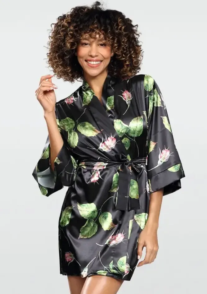Polski Szlafrok satynowy FLOWERS DK-P 008
