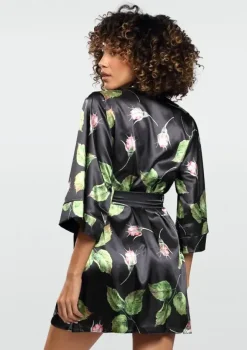 Polski Szlafrok satynowy FLOWERS DK-P 008