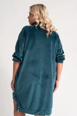 Polski Szmaragdowa Sukienka welurowa PERIO