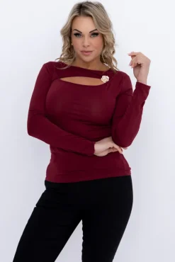 Damskie Włoski Wiśniowa Bluzka elegancka DENORI