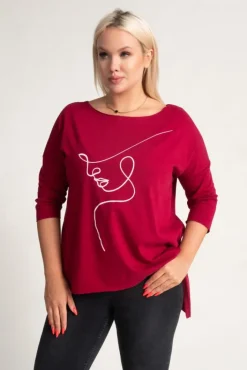 Damskie Włoski Wiśniowa Bluzka REVUMI Wzór 10
