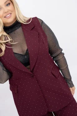 Włoski Wiśniowa Kamizelka elegancka z dżetami RAGI