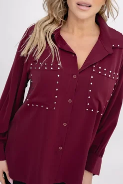Damskie Włoski Wiśniowa Koszula PERMUZI