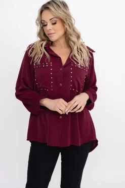 Damskie Włoski Wiśniowa Koszula PERMUZI