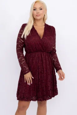 Włoski Wiśniowa Sukienka koronkowa TREMEZIO