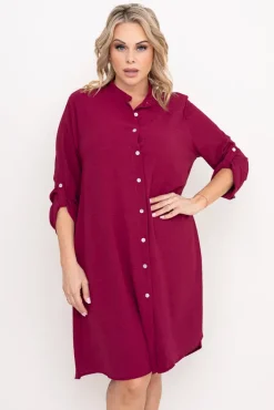 Włoski Wiśniowa Sukienka koszulowa KANTARI