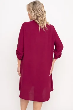 Włoski Wiśniowa Sukienka koszulowa KANTARI