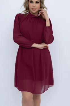 Włoski Wiśniowa Sukienka szyfonowa SEGERTO