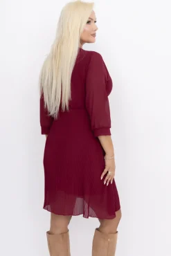 Włoski Wiśniowa Sukienka szyfonowa plisowana UNTURI