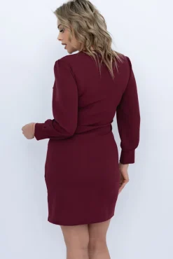 Włoski Wiśniowa Sukienka z marszczeniem VISTERO