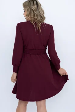 Włoski Wiśniowa Sukienka z paskiem SARMANIA