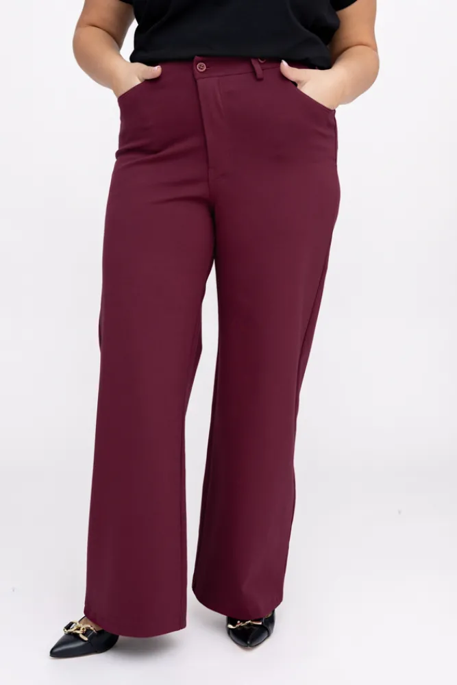Damskie Włoski Wiśniowe Spodnie BENERDI