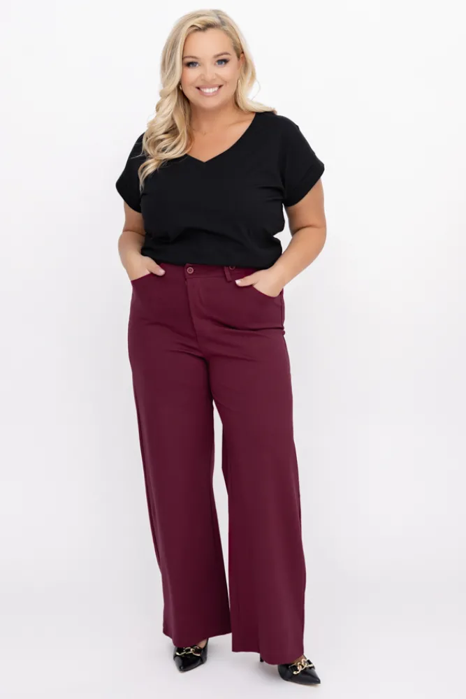 Damskie Włoski Wiśniowe Spodnie BENERDI