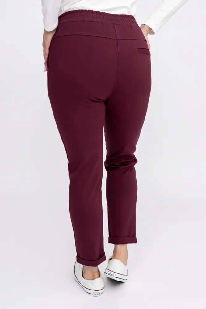 Damskie Włoski Wiśniowe Spodnie dresowe DAFNE