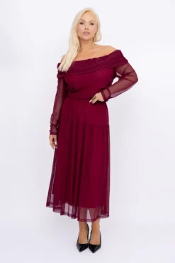 Damskie Włoski Wiśniowy Komplet siateczkowy PORTESIA