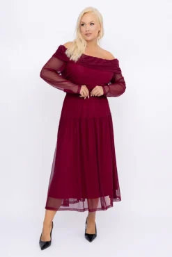 Damskie Włoski Wiśniowy Komplet siateczkowy PORTESIA