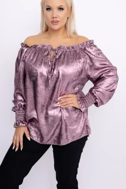 Damskie Włoski Wrzosowa błyszcząca Bluzka ZOI