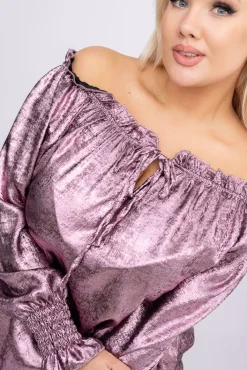 Damskie Włoski Wrzosowa błyszcząca Bluzka ZOI
