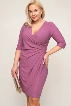 Polski Wrzosowa Sukienka brokatowa BRILIA