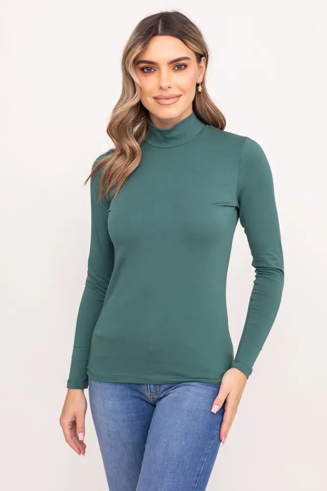 Damskie Polski Zielona Bluzka z półgolfem KERZI