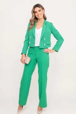 Damskie Polski Zielona Marynarka dwurzędowa KENVI