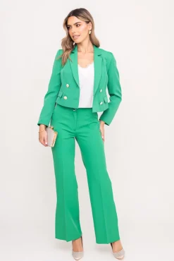 Damskie Polski Zielona Marynarka dwurzędowa KENVI