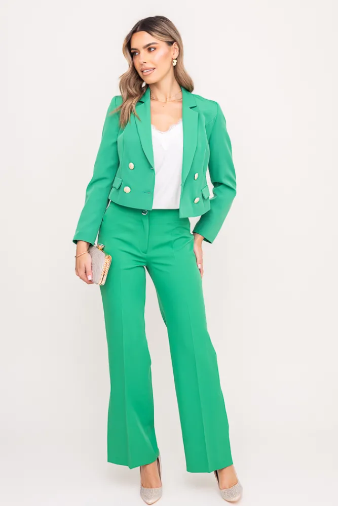 Damskie Polski Zielona Marynarka dwurzędowa KENVI