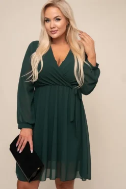 Włoski Zielona Sukienka Elegancka PERLA