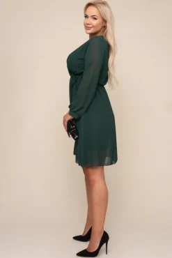 Włoski Zielona Sukienka Elegancka PERLA