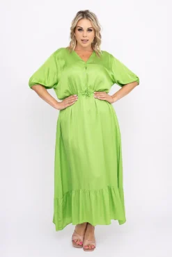 Włoski Zielona Sukienka Satynowa ELANTRA