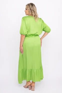 Włoski Zielona Sukienka Satynowa ELANTRA