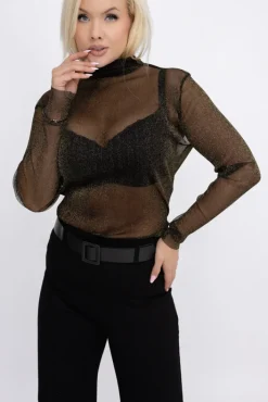 Damskie Włoski Złota Bluzka błyszcząca WORIGIA