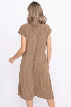 Włoski Złota Sukienka Błyszcząca GEVINI