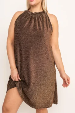 Włoski Złota Sukienka błyszcząca RISHA